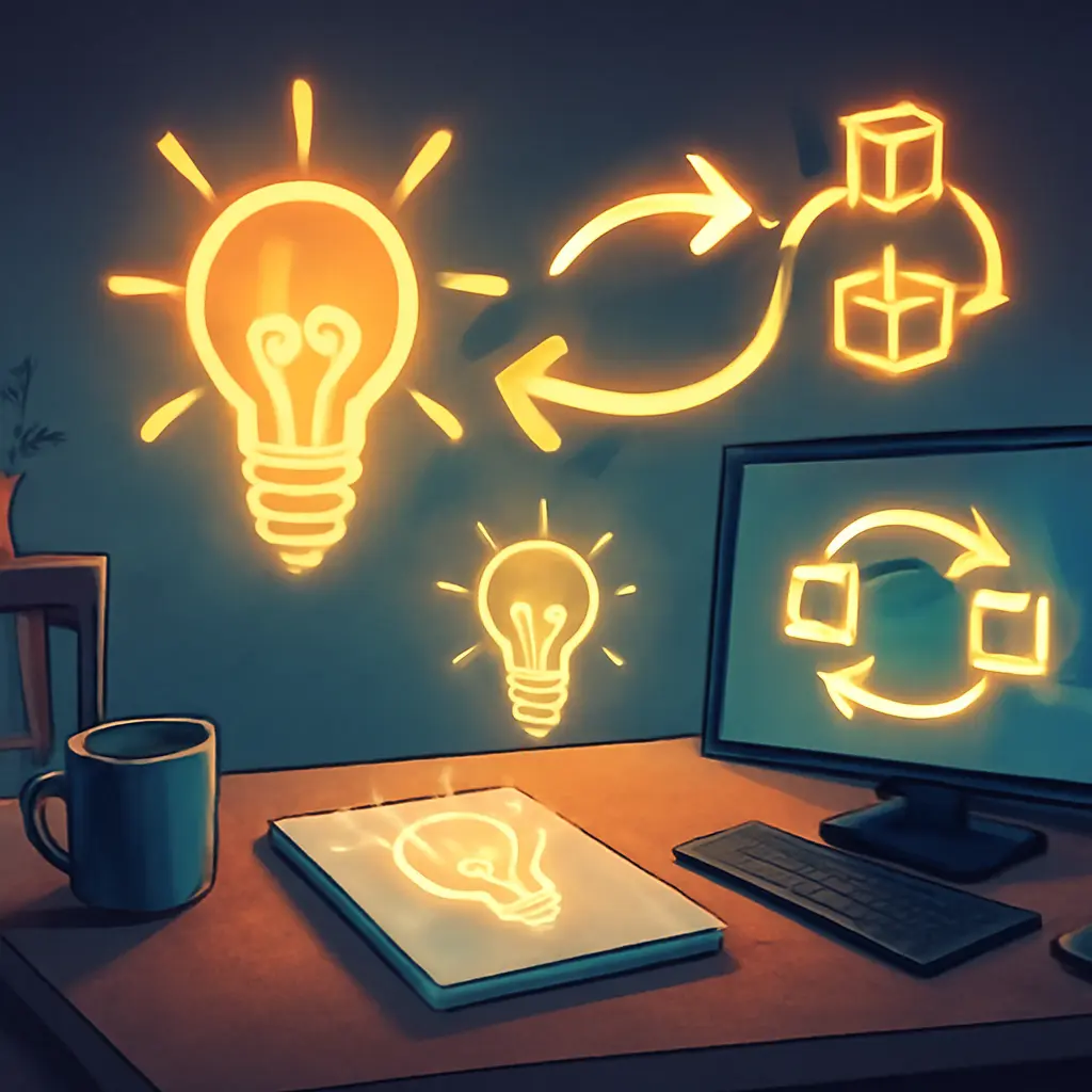 Идеи и технологии Иллюстрация генерирования идей и цифровых инструментов