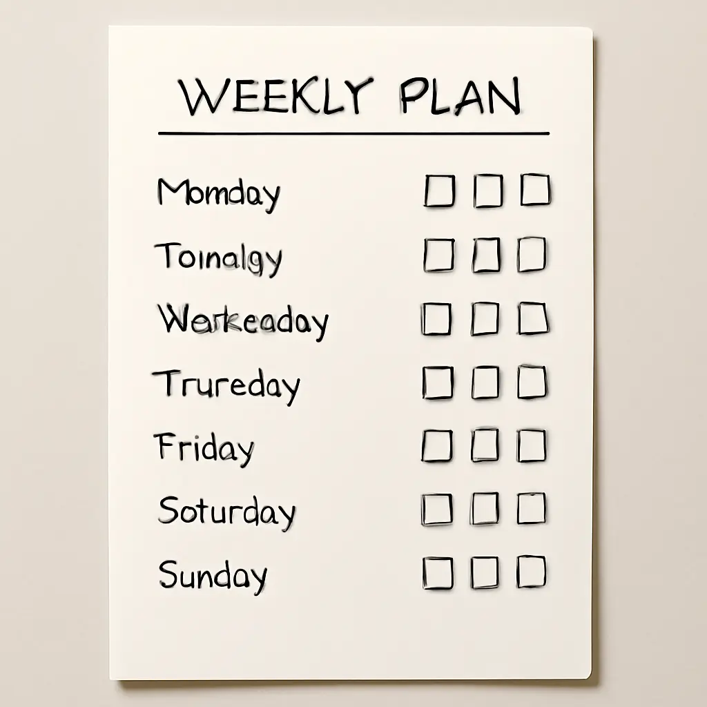 План на неделю Еженедельный план действий на листе бумаги