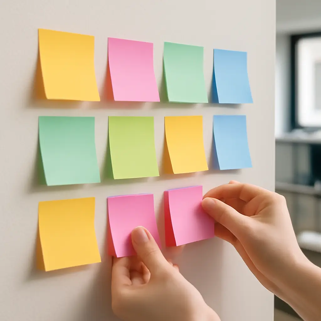 Процесс оценки идей Сотрудники ранжируют идеи на стикерах