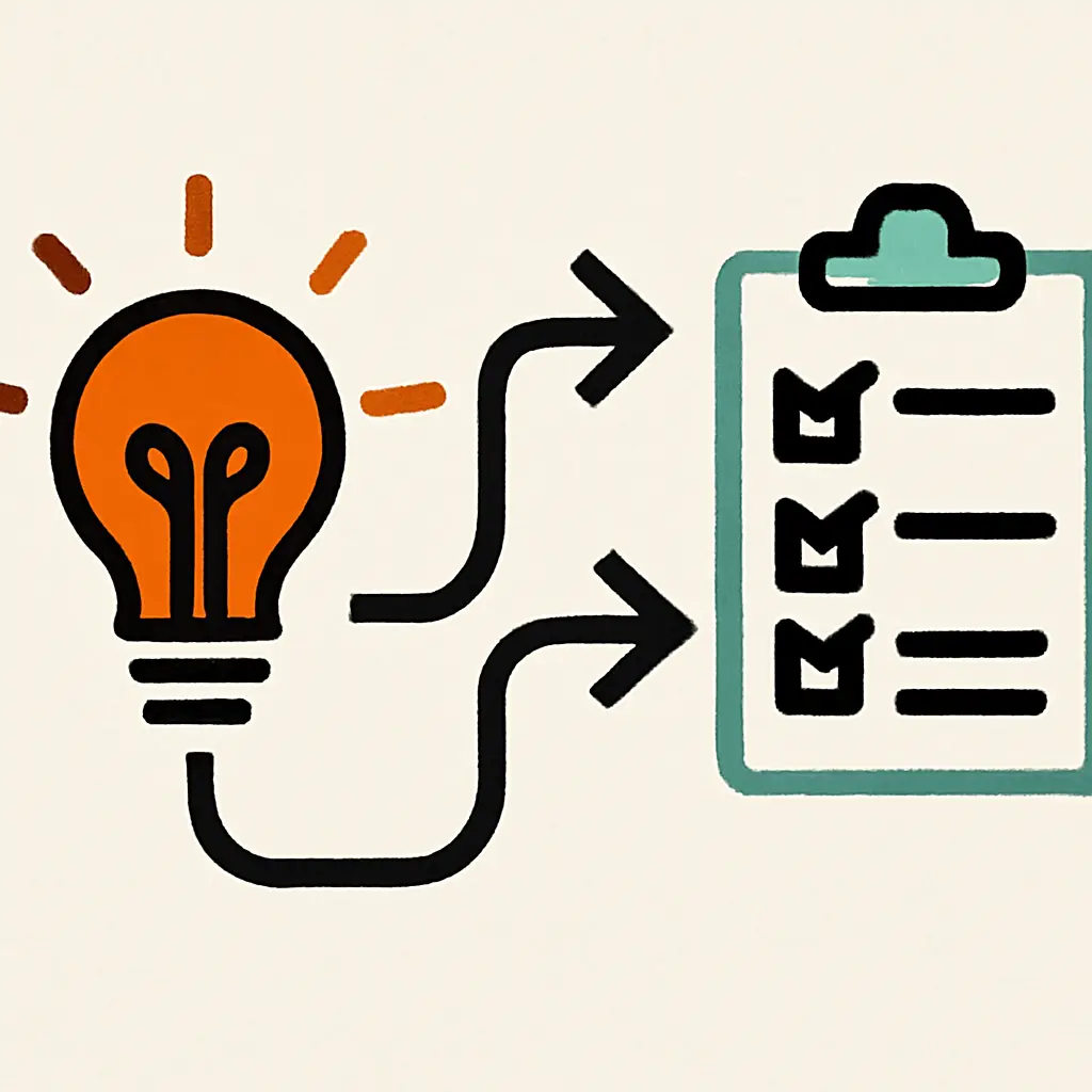 Схематичное превращение идеи в план Схема процесса от идеи к действию